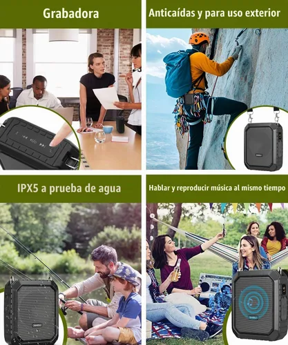 Vista 7 de SHIDU Amplificador de Voz para Profesor con Micrófono Portátil y Altavoz, Megáfono de 18W con Auriculares de Micrófono Cableado, IPX5 Impermeable