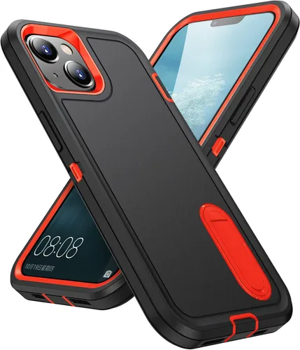 Vista 32 de IDweel Funda para iPhone 15 con soporte, protección resistente a los golpes, antiarañazos, delgada, ligera, protectora resistente, funda rígida