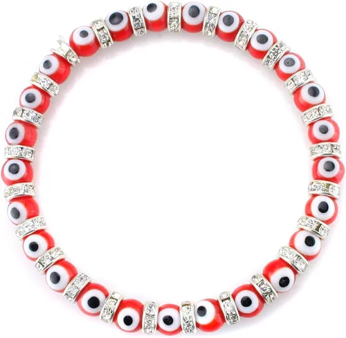 Vista 10 de Pulsera turca de mal de ojo JEWELRIESHOP con cuentas de vidrio de Murano, cuentas transparentes y cristales de espacio para mujer