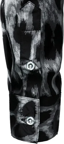 Vista 6 de ZEROYAA Camisas de vestir de satén de manga larga con botones y estampado hipster para hombre