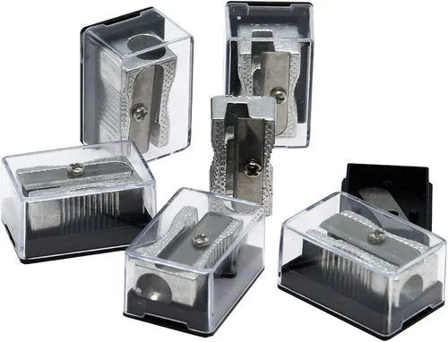 Vista 7 de Sacapuntas WEKOIL de metal con doble agujero manual de mano con estuche para recoger las virutas, sacapuntas manual a granel, 4 sacapuntas