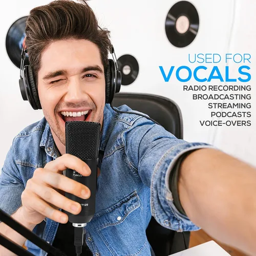 Vista 4 de Pyle Usa - Kit de grabación de podcast de micrófono USB – Micrófono de condensador cardioide de audio con soporte de escritorio y filtro Pop