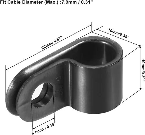 Vista 3 de uxcell 30 Uds Nylon R-Type Cable Clamp Organizador Cable Clips para Gestión de Cables 0.311 in Negro CC-1.5
