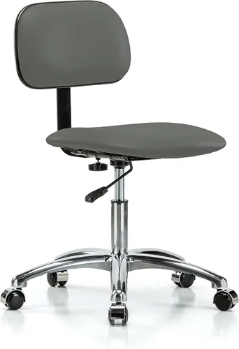 Vista 75 de Perch - Silla de laboratorio cromada con respaldo ajustable, altura del escritorio de 17 a 22 pulgadas, tela negra