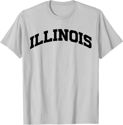 Vista 73 de Illinois Gift - Camiseta de diseño deportivo con texto universitario, gris, S