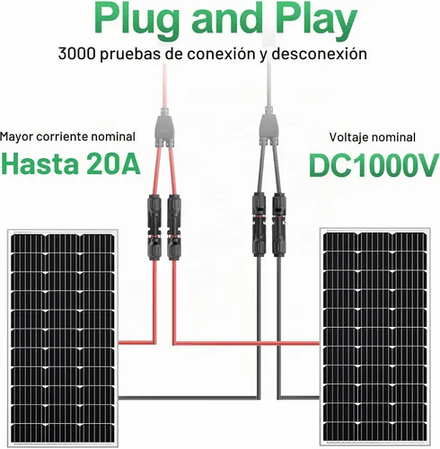 Vista 6 de OYMSAE Conectores solares Y Branch Kit de cable adaptador paralelo para panel solar