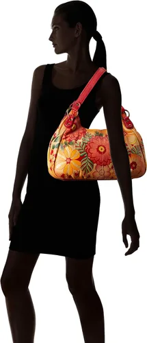 Vista 6 de Anna by Anuschka Bolso Hobo fruncido para mujer, piel auténtica