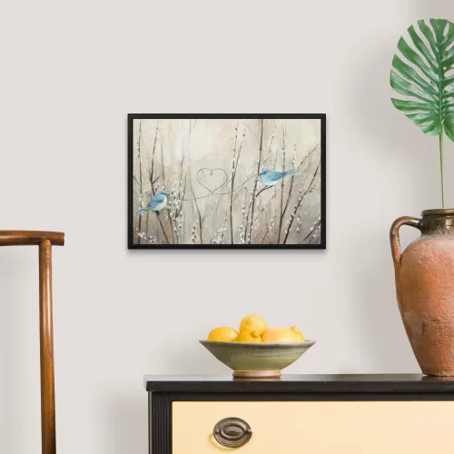Vista 4 de CANVAS ON DEMAND Lienzo enmarcado con diseño de pájaros neutros de Julia Purinton, contemporáneo, decoración del hogar, animales, pájaros, 18 x 12