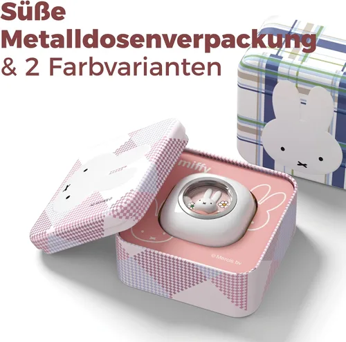 Vista 2 de Miffy - Auriculares Bluetooth 5.3 Pro - IPX5 impermeables, controles táctiles, adorable caja de hierro 3D reutilizable Miffy embalaje (rosa)
