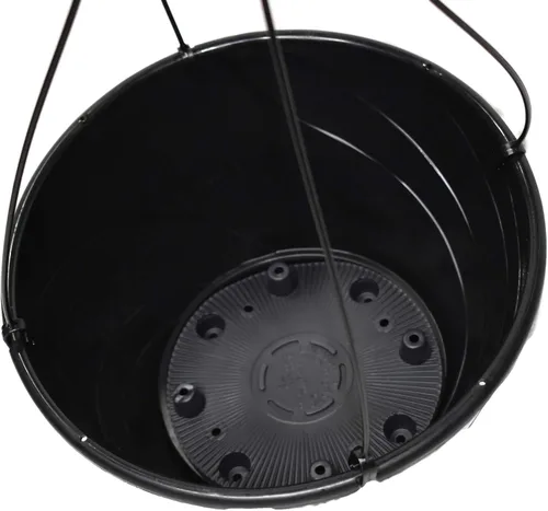Vista 2 de Cesta colgante de plástico negro de 12 pulgadas de diámetro (2)