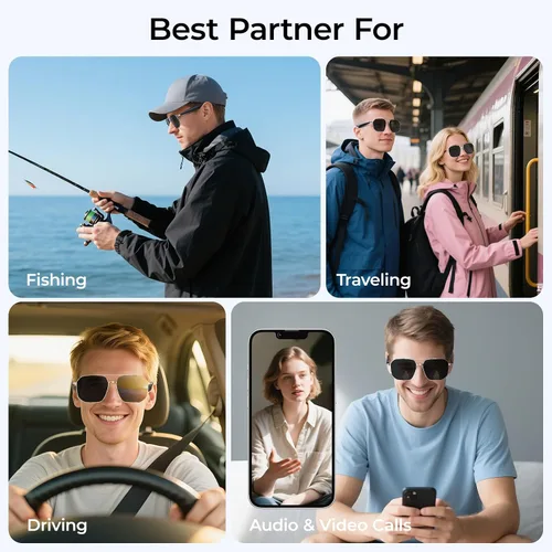 Vista 6 de Lentes inteligentes con inteligencia artificial con traducción de más de 100 idiomas, Bluetooth 5.4 con GPT de chat, lentes de filtro de luz azul
