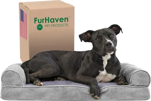 Vista 47 de Furhaven Cama para perro de espuma viscoelástica para perros medianos y pequeños con cojines extraíbles y funda lavable, para perros de hasta 35