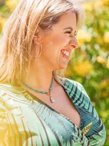 Vista 2 de Collar de eslabones de cadena de oro de 18 quilates para mujer, collar con colgante de perla barrocobrújula