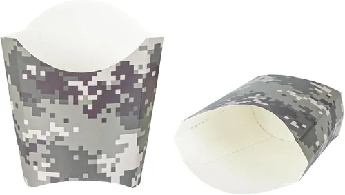 Vista 31 de Restaurantware Bio Tek - Taza de papas fritas desechables de 4.7 x 3.5 x 5.1 pulgadas, 100 vasos desechables para refrigerios, papel azul y blanco
