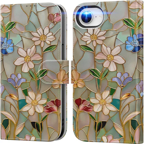 Vista 23 de DEENAKIN Funda tipo cartera para iPhone 15 con tarjetero + clip para efectivo, bloqueo RFID, protección contra caídas de grado militar y obras