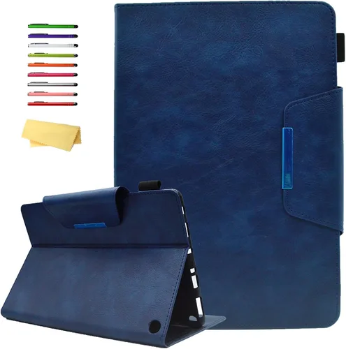 Vista 24 de Funda para tableta Amazon Kindle Fire HD 8 (8ª/7ª/6ª generación, 2018/2017/2016), con portalápices, bolsillo para tarjetas, imán de piel sintética