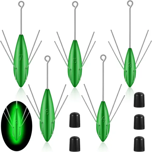 Vista 7 de Libima Sputnik Sinker - Pesas de araña de cola larga Sputnik para pesca de pez gato, pesca de mar, arena, océano, playa, verde