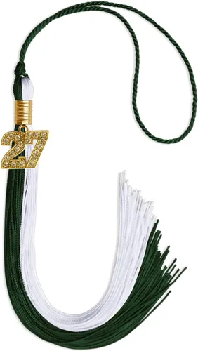 Vista 212 de Endea Graduation Borla de doble color con dije dorado (negro/oro brillante, 2022)