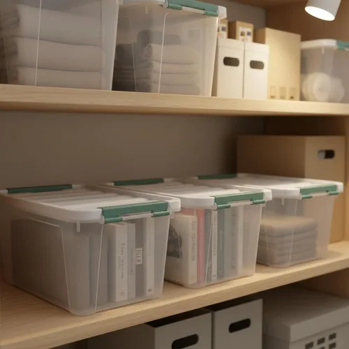 Vista 6 de Bolsas de almacenamiento de plástico transparente de 20 cuartos de galón con tapas, cajas de plástico con tapas, 4 paquetes