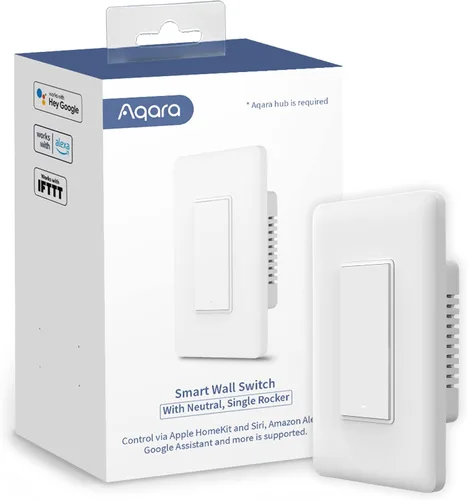 Vista 7 de Aqara - Interruptor de luz inteligente (sin neutro, interruptor doble), requiere AQARA HUB, interruptor de luz Zigbee, control remoto