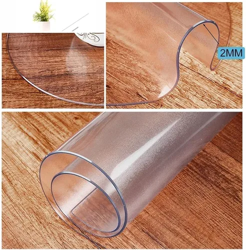 Vista 2 de Mantel transparente redondo de PVC esmerilado, protector de mesa, mantel de plástico, 0.079 in de espesor, cubierta de mesa de comedor, paño de mesa