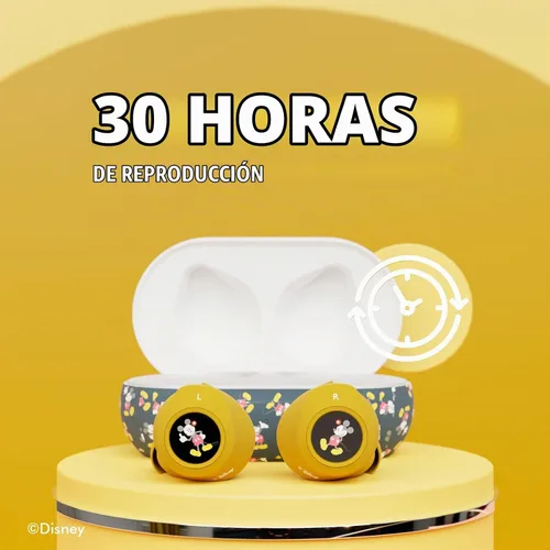 Vista 3 de Auriculares Bluetooth Disney Mickey Mouse con estuche de carga - Auriculares inalámbricos Bluetooth con micrófono incorporado y 30 horas