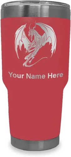 Vista 38 de LaserGram Vaso aislado al vacío de 20 onzas, dragón, grabado personalizado incluido (negro)