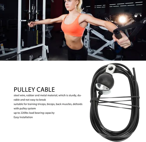 Vista 6 de Cable de polea de 0.197 in de grosor, cable de rodamiento de carga de 220.5 libras, cable de repuesto para gimnasio para equipos de ejercicio