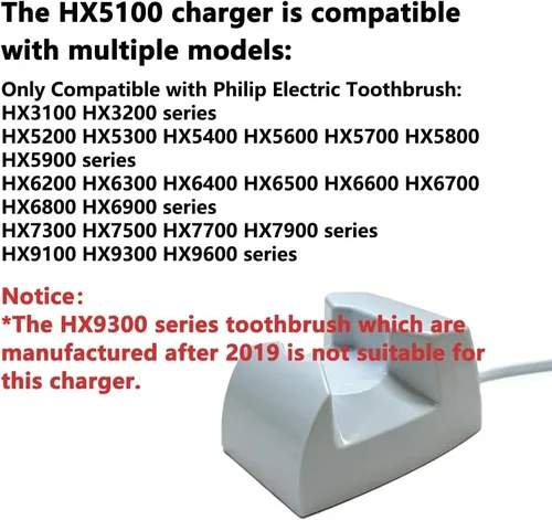 Vista 3 de Replacement Charger HX5100 for Philip Sonicare HX5610，HX5620，HX5630，HX5810，HX5910，HX5700，HX5750 E-Series Toothbrush Charger