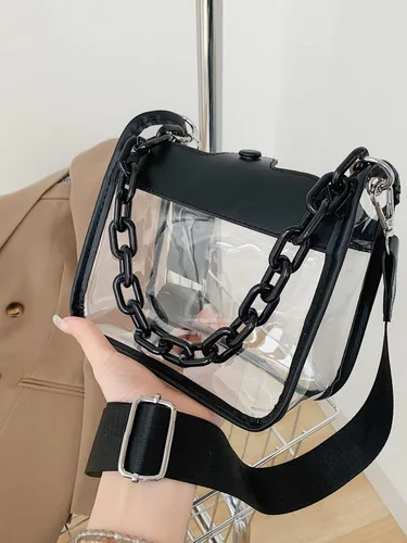 Vista 9 de Bolso transparente para mujer, bolso transparente para concierto, aprobado por estadios, bolso cruzado de hombro, bolso Hobo
