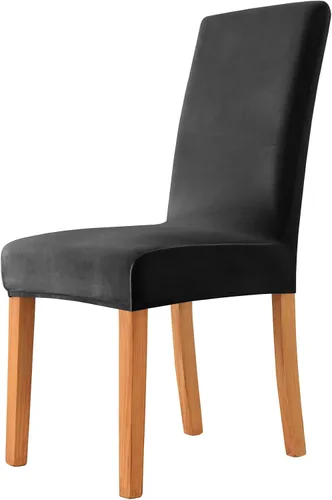 Vista 19 de Fundas elásticas para sillas de comedor, fundas protectoras de asiento extraíbles de terciopelo suave para silla Parson (2, beige)
