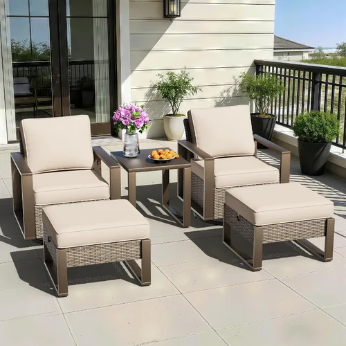 Vista 25 de Sofá de Mimbre Metálico para Patio de 75", Sofá Sillón de Ratán para Exteriores de 3 Asientos para Todo Tipo de Clima con Cojines Premium