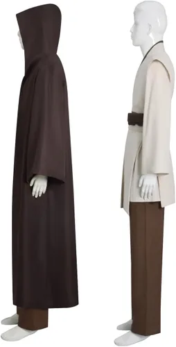 Vista 4 de Disfraz de cosplay para hombre, túnica blanca con capucha, bata, uniforme de Halloween Conjunto completo blanco