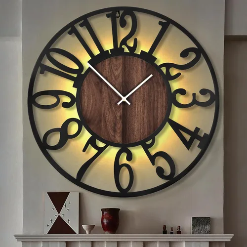 Vista 15 de LEIKE Relojes de Pared Grandes, Silenciosos, Sin Tictac, Funcionan con Baterías, Rústico Redondo Moderno Gran Reloj de Pared de Madera para Sala