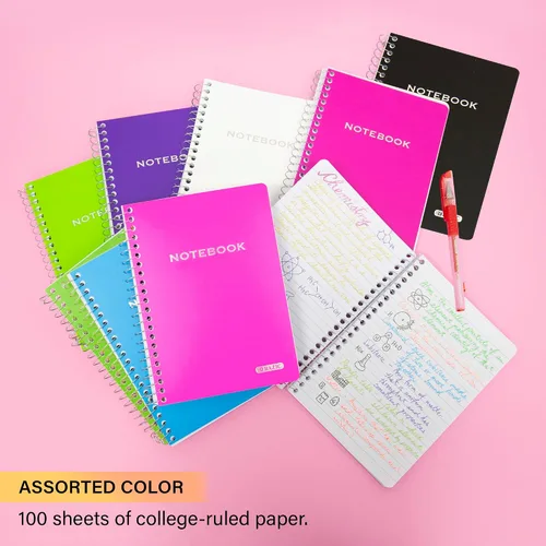 Vista 2 de BAZIC Products 100 cuadernos de poli de 5 x 7 pulgadas con espiral, para oficina de notas escolares, juego de 6