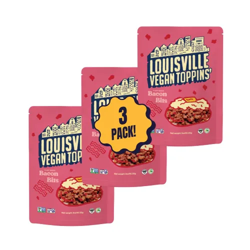 Vista 8 de LOUISVILLE VEGAN JERKY Bocaditos de tocino a base de plantas, 3 oz Plant Based Topping, Meatless Bacon Alternative, Smoky Maple Flavor, Salad