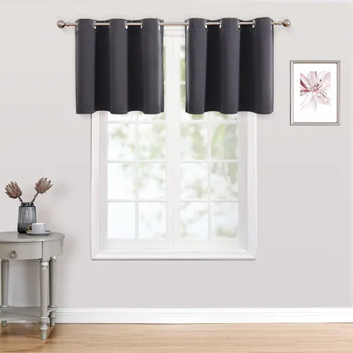 Vista 179 de ChrisDowa - Cortinas cortas para ventana de 40 pulgadas para dormitorio - Cortinas cortas con ojales y aislamiento térmico para oscurecer