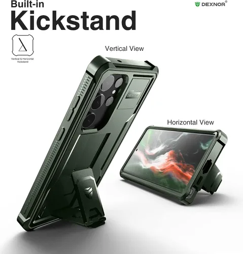 Vista 4 de Dexnor Funda de cuerpo completo para Samsung Galaxy S23 Ultra 5G/6.8 pulgadas, marco frontal extra, protección de grado militar, protector