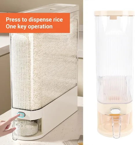 Vista 8 de Aramox Rice Dispenser, Cereal Dry Food Storage Container with Measuring Cup Slim Space Saving Design for Pantry & Kitchen Organization