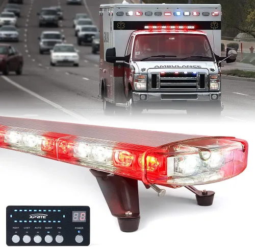 Vista 8 de Xprite Barra de luz estroboscópica para techo, LED de 48 pulgadas con soportes de montaje ajustables, se adapta a camiones de trabajo, quitanieves