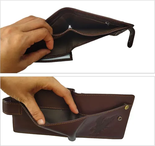 Vista 82 de Hombres Cool Eagle Wolf Caballo Totem Cuero Vaca Vertical Cartera Cremallera Multi-tarjeta Titular, Tótem de caballo, Minimalista