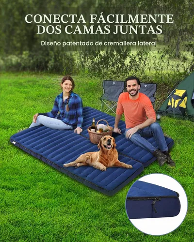 Vista 7 de Colchoneta inflable para acampar, colchón portátil de aire individual, color azul