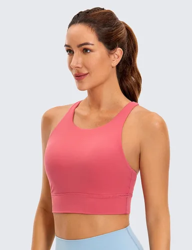 Vista 2 de CRZ YOGA Butterluxe - Brasier deportivo de cuello alto con tirantes y espalda cruzada para mujer brasier deportivo con relleno y espalda cruzada
