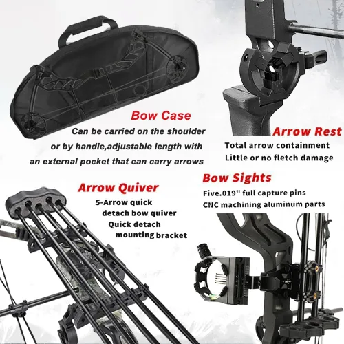 Vista 7 de Archery E8 Compound Bow Set for Adults and Teens RTH Hunting and Target Practice 19”-30” Draw Length,19-70 Lbs Draw Weight,up to IBO 320 fps,Limited