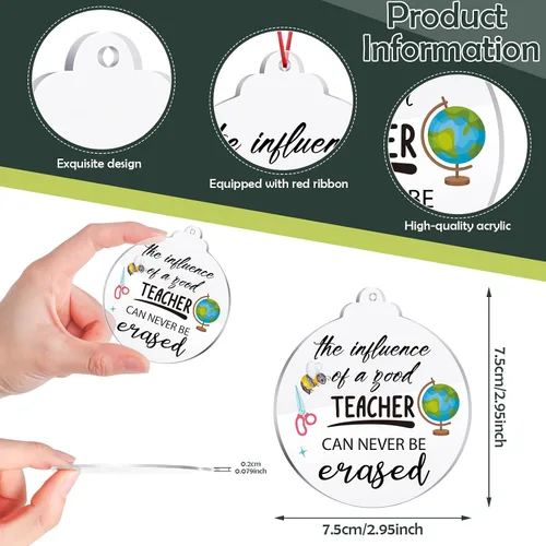 Vista 2 de Suzile 36 piezas de adornos de Navidad para profesores, regalos inspiradores, regalo de amistad, regalo redondo de acrílico para colgar, adornos
