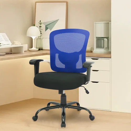 Vista 2 de PayLessHere Silla de escritorio ergonómica, silla de oficina, silla de computadora de 500 libras con soporte lumbar, asiento ancho, brazos de Negro