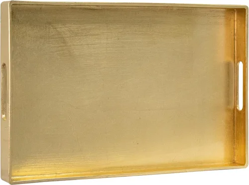 Vista 8 de MAONAME Bandeja Decorativa Dorada con Asas, Bandeja de Servir de Papel Aluminio para Otomana, Bandejas de Café Rectangulares para Sala de Estar