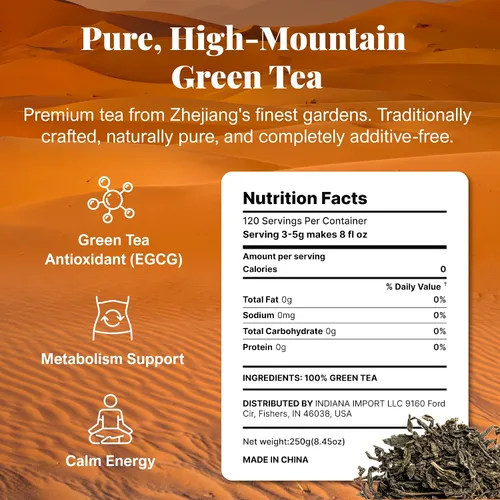 Vista 2 de Dakar Tea Té Verde Orgánico Hoja Suelta, 8.82 oz Té de Hojas Sueltas