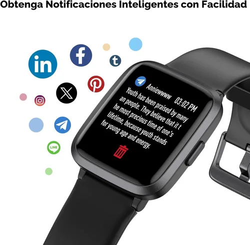 Vista 4 de LIVIKEY Reloj de seguimiento de actividad física con monitor de frecuencia cardíaca, rastreador de actividad con podómetro, monitor de sueño