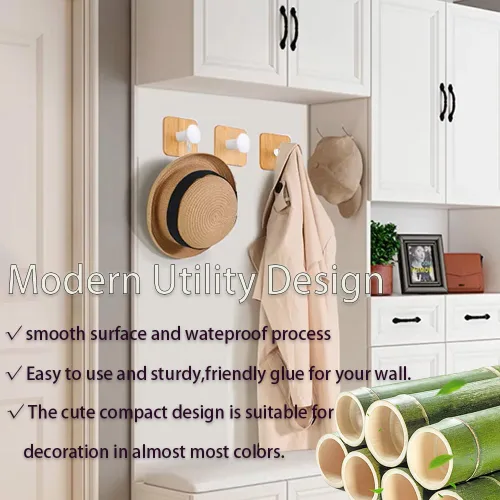 Vista 5 de Ganchos de pared autoadhesivos para colgar resistentes, pequeños ganchos decorativos pegajosos sin clavos, 4 ganchos de utilidad únicos lindos